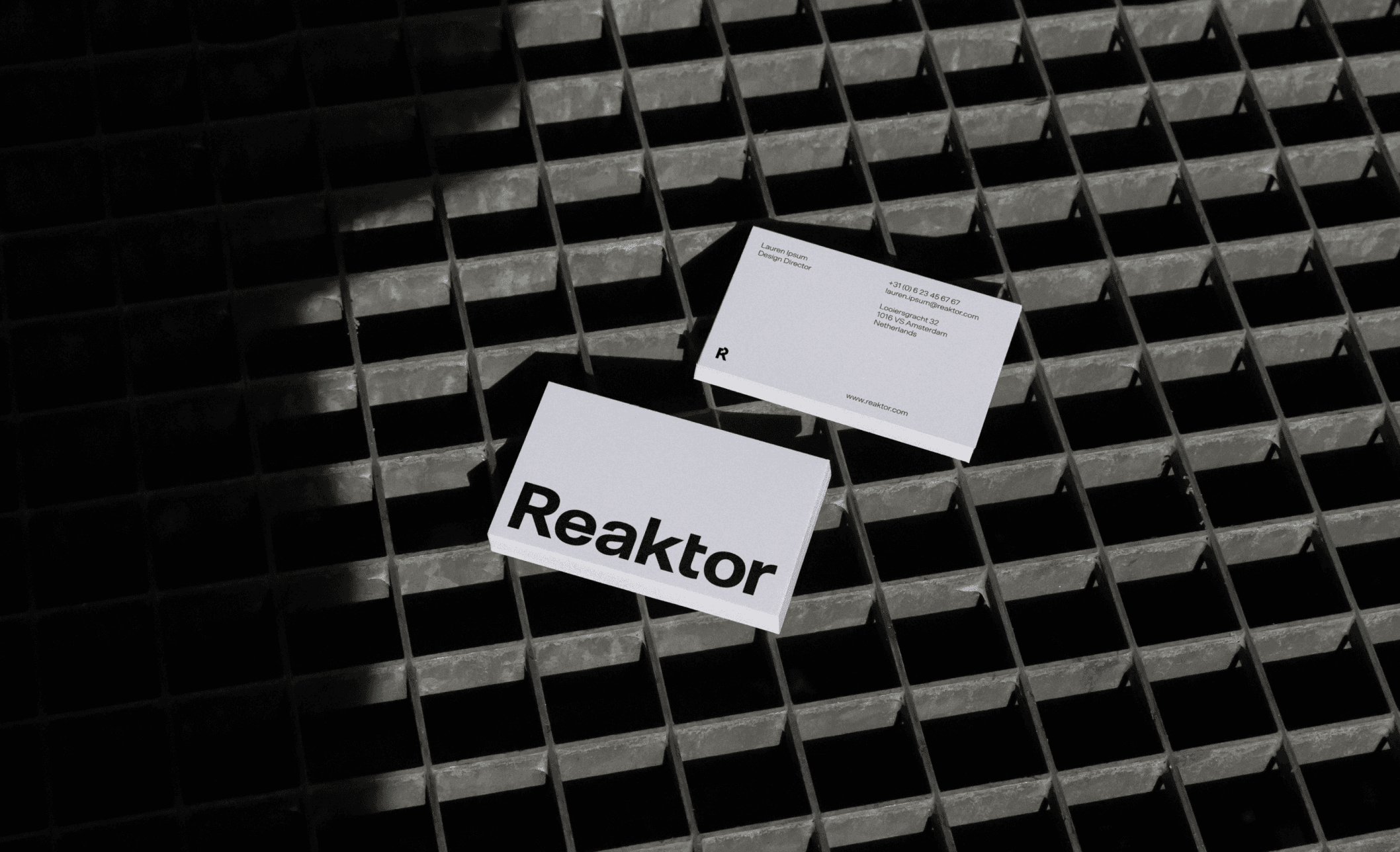 Two stacks of Reaktor business cards