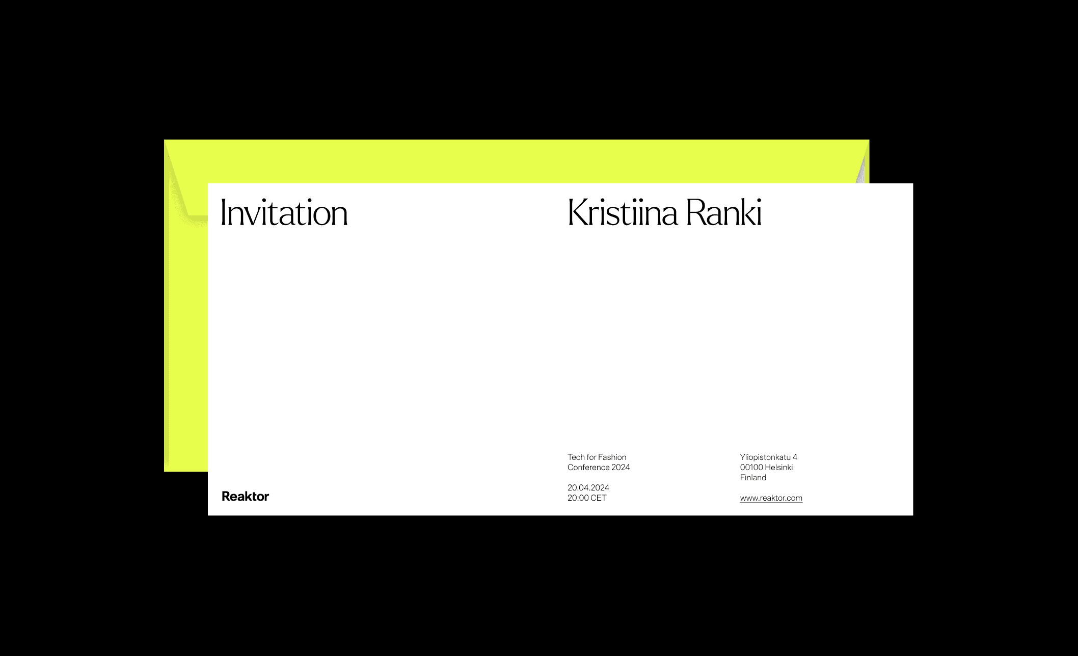 A design for an invitation from Reaktor