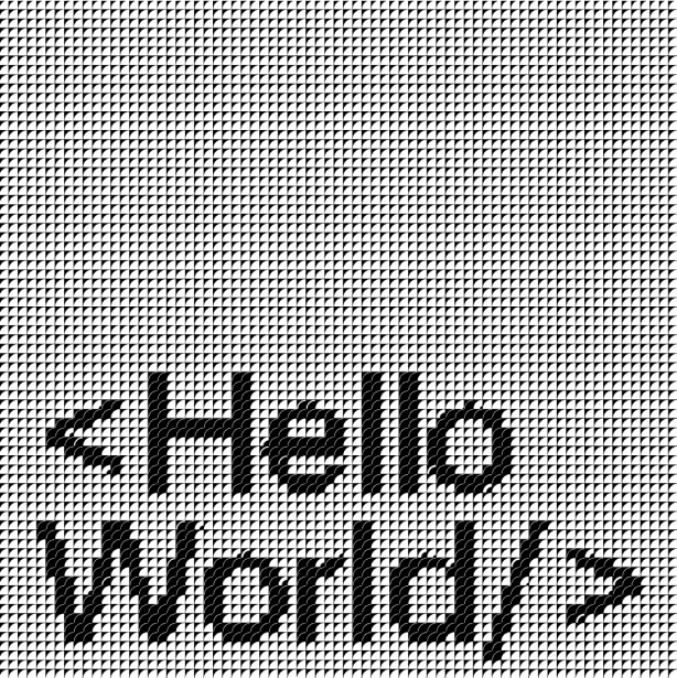 Hello World text rendered in a pixelized format