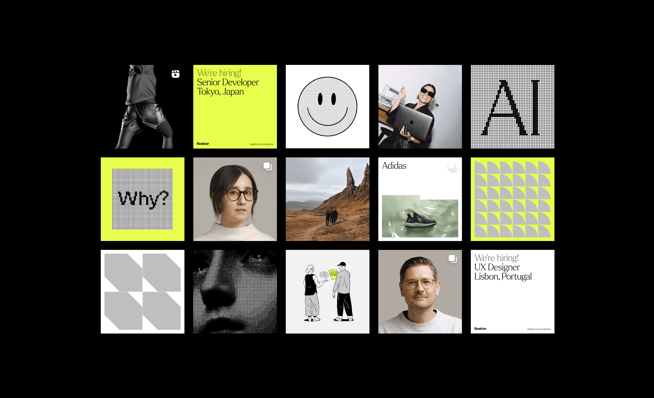 A grid of Reaktor designs for small squares